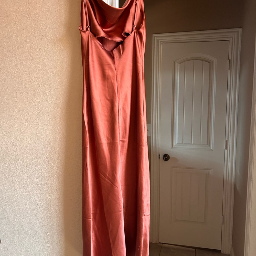 Salmon Petal & Pup Satin slip dress - Picture 4 of 13
